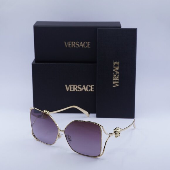 Versace VE2288 1002/6X Square Sunglasses – Gold/Violet Gradient - Picture 1 of 9